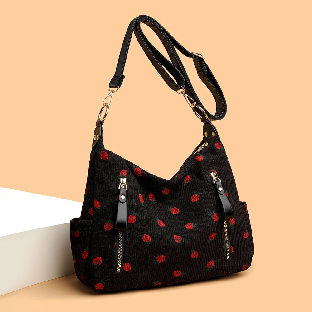 Women’s Corduroy Strawberry Crossbody Bag